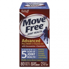 Move Free Advanced Plus MSM and Vitamin D3 Joint Health Tablet, 80 Count, 12/Carton (97007CT)