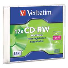 Verbatim CD-RW High-Speed Rewritable Disc, 700 MB/80 min, 12x, Slim Case, Silver (95161)
