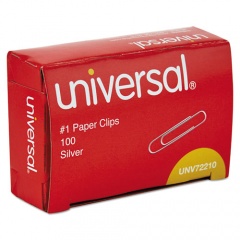 Universal Paper Clips, Small (No. 1), Silver, 100 Clips/Box, 10 Boxes/Pack, 12 Packs/Carton (72210CT)