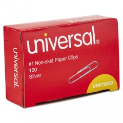 Universal Paper Clips, Small (No. 1), Silver, 100 Clips/Box, 10 Boxes/Pack (72230)