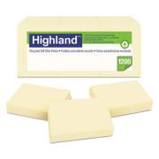 Highland Recycled Self-Stick Notes, 1 3/8 X 1 7/8, Yellow, 100 Sheets/pad, 12 Pads/pack (6539RP)