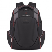 Solo Launch Laptop Backpack, 17.3", 12 1/2 x 8 x 19 1/2, Black/Gray/Red (ACV7114)