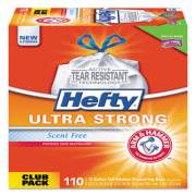 Hefty ULTRA STRONG TALL KITCHEN AND TRASH BAGS, 13 GAL, 0.9 MIL, 23.75" X 24.88", WHITE, 110/BOX (E84570)