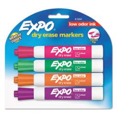 EXPO Low-Odor Dry-Erase Marker, Broad Chisel Tip, Assorted Colors, 4/Set (81044)
