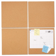 Universal Cork Tile Panels, Brown, 12 x 12, 4/Pack (43404)