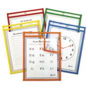 C-Line Reusable Dry Erase Pockets, 9 X 12, Assorted Primary Colors, 5/pack (42630)