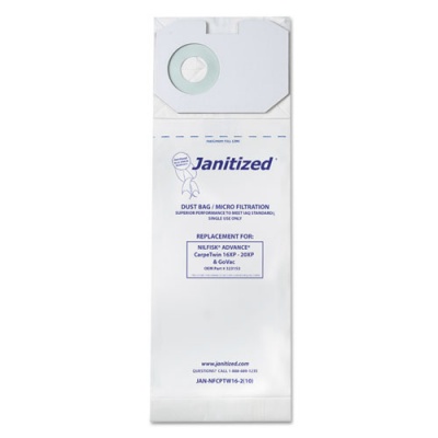 Janitized Vacuum Filter Bags Designed to Fit Nilfisk CarpeTwin Upright 16XP/20XP, 100/CT (JANNFCPTW162)