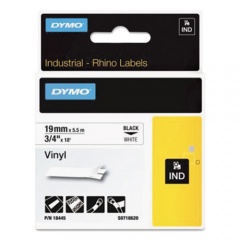 DYMO Rhino Permanent Vinyl Industrial Label Tape, 0.75" x 18 ft, White/Black Print (18445)