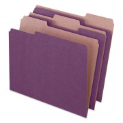 Earthwise by Pendaflex 100% Recycled Colored File Folders, 1/3-Cut Tabs: Assorted, Letter, 0.5" Expansion, Violet, 100/Box (04335)