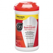 Sani Professional No-Rinse Sanitizing Multi-Surface Wipes, White, 95/Container, 6/Carton (P56784)