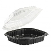Anchor Packaging Culinary Basics Microwavable Container, 46.5 oz, 10.5 x 9.5 x 2.5, Clear/Black, 100/Carton (4669111)