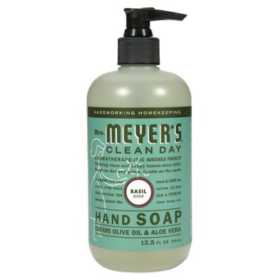 Mrs. Meyer's Clean Day Liquid Hand Soap, Basil, 12.5 oz, 6/Carton (651344)