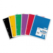 Mead Spiral Notebook, 1 Subject, Wide/Legal Rule, Assorted Covers, 10.5 x 8, 70 Sheets, 6/Pack (73063)