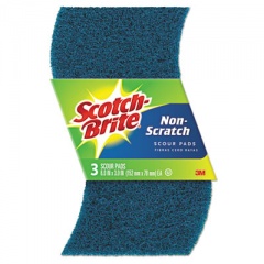 Scotch-Brite Non-Scratch Scour Pads, Size 3 x 6, Blue, 10/Carton (62310)