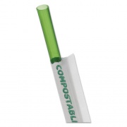 Eco-Products Wrapped Straw, 7.75", Green, Plastic, 9,600/Carton (EPST772)