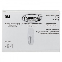 Command General Purpose Hooks, Metal, White, 2 lb Cap, 35 Hooks and 40 Strips/Pack (17065S35NA)