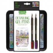 Crayola Detailing Gel Pen, Stick, Medium 1 mm, Assorted Ink Colors, Black Barrel, 20/Pack (586503)