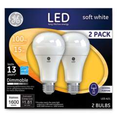 GE LED SOFT WHITE A21 DIMMABLE LIGHT BULB, 15 W, 2/PACK (65941)
