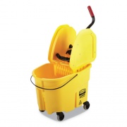 Rubbermaid Commercial WaveBrake 2.0 Bucket/Wringer Combos, Down-Press, 35 qt, Plastic, Yellow (FG757788YEL)