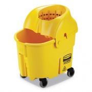 Rubbermaid Commercial WaveBrake 2.0 Bucket/Wringer Combos, Down-Press, 35 qt, Plastic, Yellow (FG759088YEL)