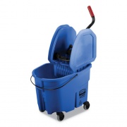 Rubbermaid Commercial WaveBrake 2.0 Bucket/Wringer Combos, 35 qt, Down Press, Plastic, Blue (FG757888BLUE)