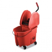 Rubbermaid Commercial WaveBrake 2.0 Bucket/Wringer Combos, 35 qt, Down Press, Plastic, Red (FG757888RED)