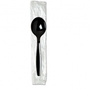 Dixie Individually Wrapped Heavyweight Soup Spoons, Polystyrene, Black, 1,000/Carton (SH53C7)