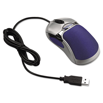 Fellowes HD PRECISION FIVE-BUTTON OPTICAL GEL MOUSE, USB 2.0, LEFT/RIGHT HAND USE, BLUE/SILVER (98905)
