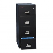 FireKing Insulated Vertical File, 1-Hour Fire Protection, 4 Letter-Size File Drawers, Black, 17.75" x 31.56" x 52.75" (41831CBL)