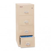 FireKing Insulated Vertical File, 1-Hour Fire Protection, 4 Legal-Size File Drawers, Parchment, 20.81" x 25" x 52.75" (42125CPA)