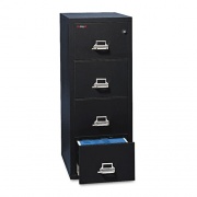 FireKing Insulated Vertical File, 1-Hour Fire Protection, 4 Legal-Size File Drawers, Black, 20.81" x 31.56" x 52.75" (42131CBL)