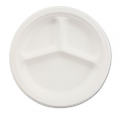 Chinet Paper Dinnerware, 3-Compartment Plate, 9.25" dia, White, 500/Carton (21228)