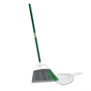 Libman Commercial Precision Angle Broom with Dustpan, 53" Handle, Green/Gray, 4/Carton (206)