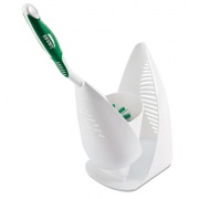 Libman Commercial Premium Angled Toilet Bowl Brush and Caddy, White/Green, 4/Carton (1022CT)