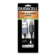 Duracell HI-PERFORMANCE SYNC AND CHARGE CABLE FOR IPHONE, MICRO USB, 10 FT (PRO905)
