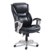 SertaPedic Emerson Executive Task Chair, Supports Up to 300 lb, 19" to 22" Seat Height, Black Seat/Back, Silver Base (49710BLK)