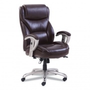 SertaPedic Emerson Big and Tall Task Chair, Supports Up to 400 lb, 19.5" to 22.5" Seat Height, Brown Seat/Back, Silver Base (49416BRW)