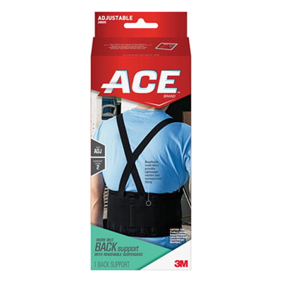 ACE Work Belt with Removable Suspenders, One Size Fits All, Up to 48" Waist Size, Black (208605)