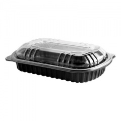 Anchor Packaging MICRORAVES RIB CONTAINER W/VENTED ANTI-FOG LIDS, HALF SLAB, BLACK/CLEAR, 150/CT (4401900)