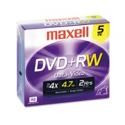 Maxell DVD+RW Rewritable Disc, 8.5 GB, 4x, Jewel Case, Silver, 5/Pack (634045)