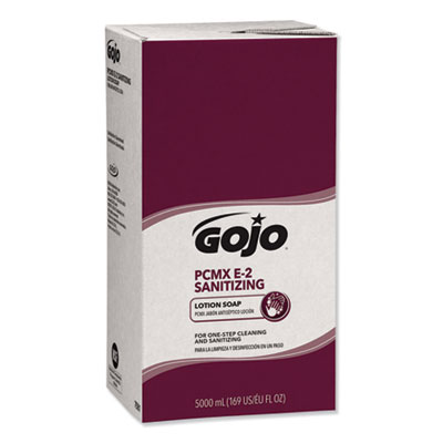 GOJO E2 SANITIZING LOTION SOAP WITH PCMX, FRAGRANCE-FREE, 5,000 ML REFILL, 2/CARTON (758102CT)