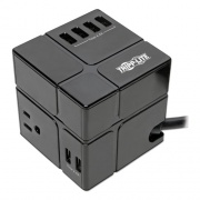Tripp Lite Three-Outlet Power Cube Surge Protector with Six USB-A Ports, 6 ft Cord, 540 Joules, Black (TLP366CUBEUS)
