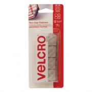 Velcro Sticky-Back Fasteners, Removable Adhesive, 0.88" x 0.88", Clear, 12/Pack (91330)