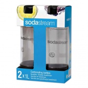 SodaStream Carbonating Bottle Twin Pack, Plastic, 33 oz, Clear/Black (1042221010)