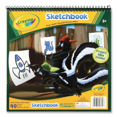 Crayola Animal Animations Wirebound Sketchpad, Unruled, Gold/Green Cover, 40 White 9 x 9 Sheets (993404)