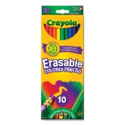 Crayola ERASABLE COLOR PENCIL SET, 3.3 MM, 2B (#1), ASSORTED LEAD/BARREL COLORS, 10/PACK (23976762)