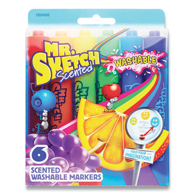 Mr. Sketch SCENTED WATERCOLOR MARKER, BROAD CHISEL TIP, ASSORTED PENNY CANDY, 6/PACK (2090580)