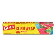 Glad Cling Wrap Plastic Wrap, 300 Square Foot Roll, Clear, 12/carton (00022)