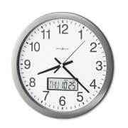 Howard Miller Chronicle Wall Clock with LCD Inset, 14" Overall Diameter, Gray Case, 2 AA (sold separately) (625195)