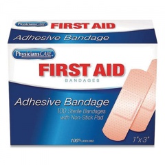 First Aid Only ADHESIVE PLASTIC BANDAGES, 1" X 3", 100/BOX (819387)